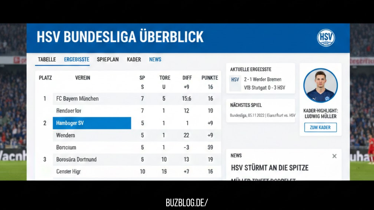 Teilnehmer: HSV Tabelle Bundesliga aktuell Ergebnisse Spielplan Kader News Überblick